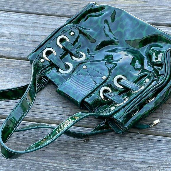 Jimmy Choo Roquette Bag Leopard Print Patent Leather Shoulder Bag Made in Italy - Picture 4 of 13